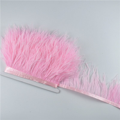 1M 5M 10Meter 8-10CM Μαύρο φτερό στρουθοκαμήλου διακοσμεί φυσικό λευκό φτερό στρουθοκαμήλου For Craft κορδέλα κρόσσια για φούστα Ρούχα πάρτι