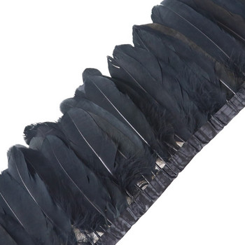 1 μέτρο μαύρα φτερά Κόκκινος χήνα στρουθοκάμηλος Μαραμπού γαλοπούλα λοφίο κρόσσι για κεντήματα χειροτεχνία Ρούχα Ραπτική διακόσμηση