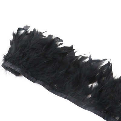 1 metras juodos plunksnos Apkirpti Gaidys Žąsis Strutis Marabu Turkija Plunksna Kraštas rankdarbiams Amatai Suknelė Drabužių siuvimas Dekoracija