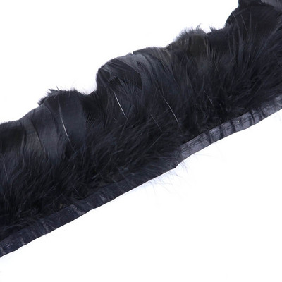 1 metras juodos plunksnos Apkirpti Gaidys Žąsis Strutis Marabu Turkija Plunksna Kraštas rankdarbiams Amatai Suknelė Drabužių siuvimas Dekoracija