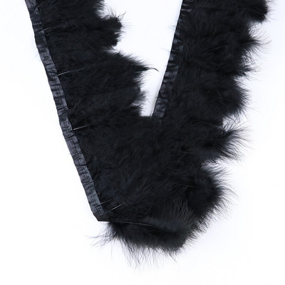 1 metras juodos plunksnos Apkirpti Gaidys Žąsis Strutis Marabu Turkija Plunksna Kraštas rankdarbiams Amatai Suknelė Drabužių siuvimas Dekoracija