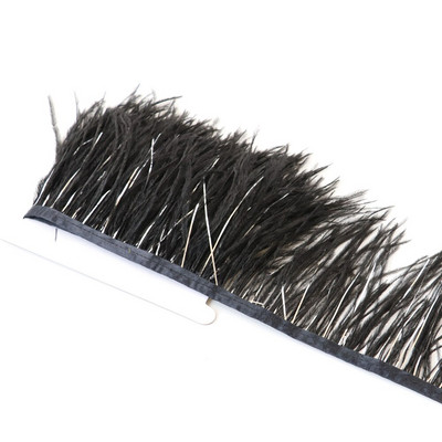 1 metras juodos plunksnos Apkirpti Gaidys Žąsis Strutis Marabu Turkija Plunksna Kraštas rankdarbiams Amatai Suknelė Drabužių siuvimas Dekoracija