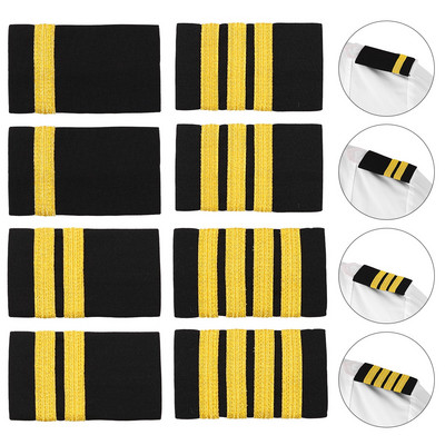 1 Pair Epaulettes Traditional Professional Pilot Shirt Uniform Epaulets with Gold Stripe Shoulder Badges DIY Craft Clothes Decor