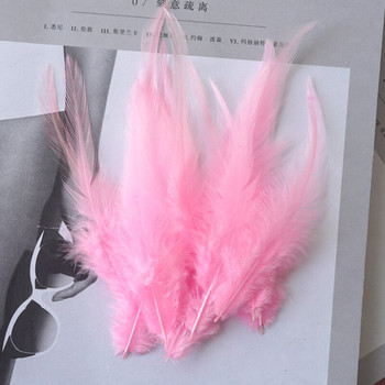 Ροζ φτερό κόκορα Φυσικά φτερά κοτόπουλου Διακόσμηση Fly δέσιμο αξεσουάρ Χειροτεχνία για κεντήματα και χειροτεχνία Dersses Musilm
