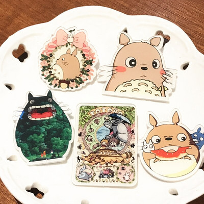5 tk/komplekt Multifilm akrüülprossid Uus disain Totoro Ikoon Märgid Loomade nööpnõelad Lastele Peokingitused Kaunistus kotil Riided Sall