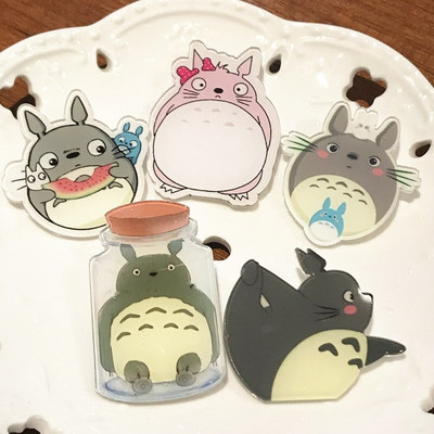 5 tk/komplekt Multifilm akrüülprossid Uus disain Totoro Ikoon Märgid Loomade nööpnõelad Lastele Peokingitused Kaunistus kotil Riided Sall
