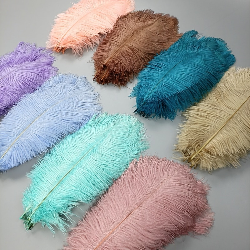 10 tk/partii uued värvilised jaanalinnusuled käsitööks Must piparmünt Roosa Punane Kuld Sulgede Dekoratsioon DIY pühade karnevali pulmakaunistus