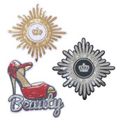 Colorate, auriu, argint, paiete, coroană, cu tocuri înalte, aplicație din pânză, pentru artizanat, îmbrăcăminte de nuntă, decorare, plasture, album, insigne pentru carduri DIY