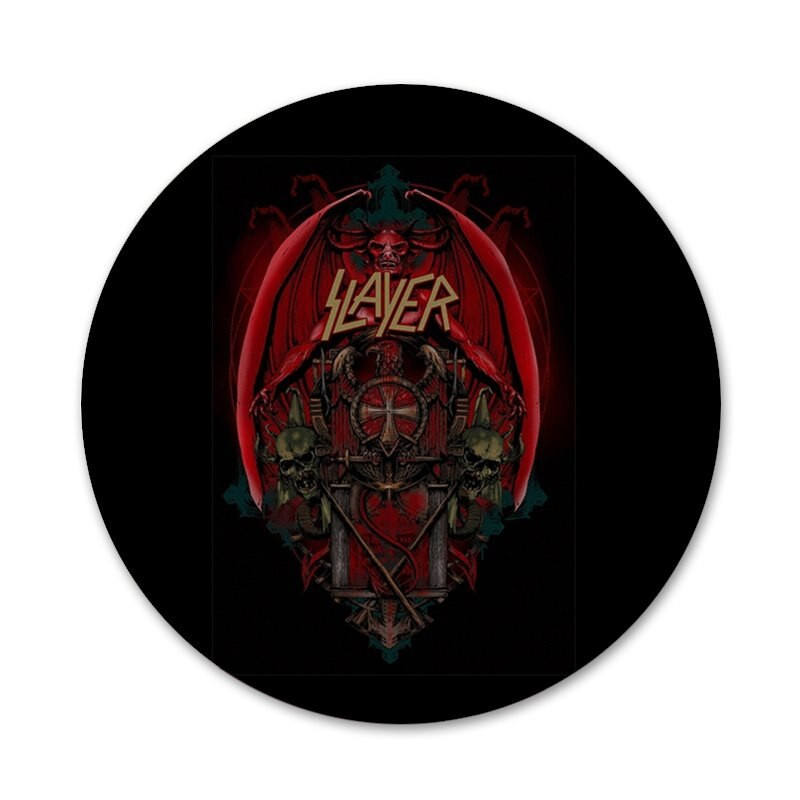 58 mm Slayer raskemetallist rokkbänd Hämmastavad ikoonid nööpnõelad märgikaunistus Prossid Metallist märgid seljakoti kaunistamiseks