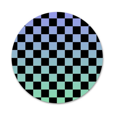 58mm must valge ruuduline triip läbipaistvad ikoonid nööpnõelad märgi kaunistus prossid metallist märgid riiete jaoks seljakoti kaunistus