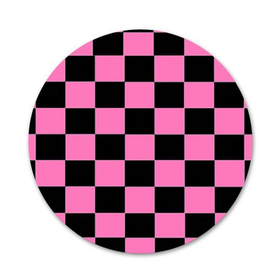 58mm must valge ruuduline triip läbipaistvad ikoonid nööpnõelad märgi kaunistus prossid metallist märgid riiete jaoks seljakoti kaunistus