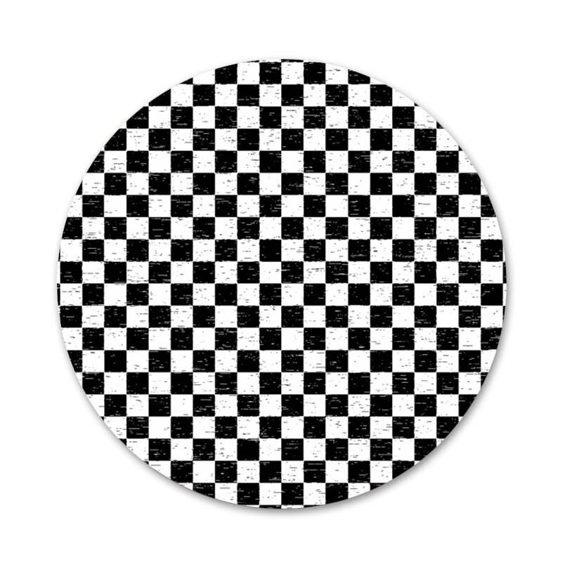 58mm must valge ruuduline triip läbipaistvad ikoonid nööpnõelad märgi kaunistus prossid metallist märgid riiete jaoks seljakoti kaunistus