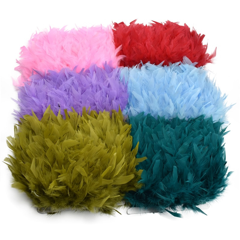 Panglică cu franjuri cu pene de curcan pufoase de 10 metri, pene de marabu pe bandă, franjuri, garnituri de cusut, bricolaj, haine, decorare pentru rochii