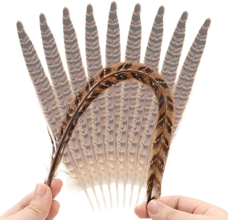 10 vnt Natūralios fazano plunksnos uodega 25–30 cm, skirtos vestuvėms, pasidaryk „pasidaryk pats“ amatams, musių rišimo plunksnoms, priedai, dekoravimui vištienos plunksnos