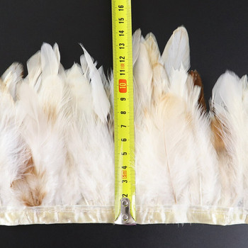 1 метър Естествена обшивка от петлеви пера за занаяти Шиене на дрехи Лента с пилешки пера Макраме Декорация за окачване на стена