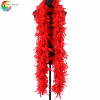 60 γραμμαρίων Κόκκινη γαλοπούλα Marabou Feather Boas Διακοσμητικό Κασκόλ 2 μέτρων Φτερά Ζώνη ρούχων Διακόσμηση σάλι για πάρτι γάμου Πλούσια