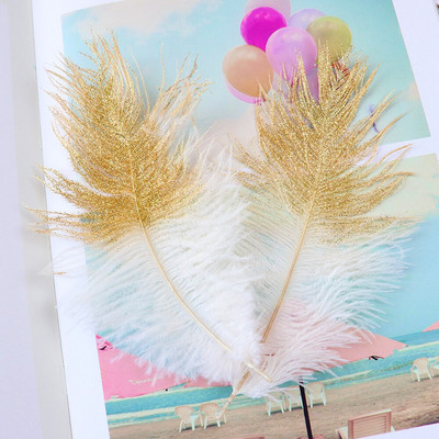 10 бр. Блестящ прах Златисто Сребърно Щраусово перо 15-20 см Бели пера Декорация за сватбено тържество Направи си сам Аксесоари Занаяти Шлейф