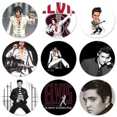 Elvis Presley Icons Pins Διακοσμητικό σήμα Καρφίτσες Μεταλλικές κονκάρδες για διακόσμηση σακιδίων πλάτης 58mm