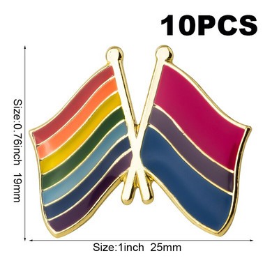 10 bucăți o mulțime de mândrie bisexuală LGBT Pride Badge broșă pentru rever