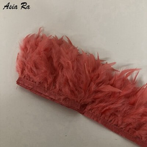 5 metrov kožená ružová nadýchaná stuha z pierok marabu, 10-15 cm, ozdoba z morčacieho pierka na karnevalové kostýmy, 10-15 cm