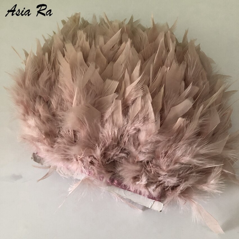 5 metrov kožená ružová nadýchaná stuha z pierok marabu, 10-15 cm, ozdoba z morčacieho pierka na karnevalové kostýmy, 10-15 cm