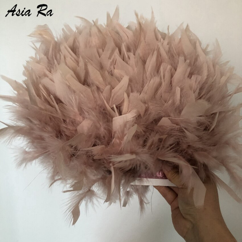 5 metrov kožená ružová nadýchaná stuha z pierok marabu, 10-15 cm, ozdoba z morčacieho pierka na karnevalové kostýmy, 10-15 cm