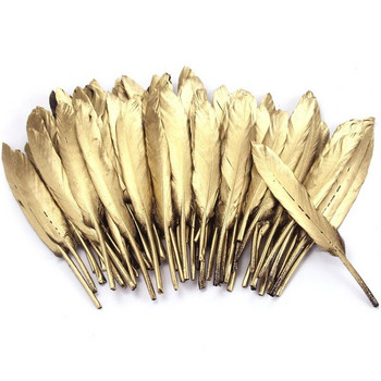Χονδρική Glitter Χρυσό ασήμι βουτηγμένο φτερά χήνας/πάπιας για χειροτεχνίες Αξεσουάρ κοσμημάτων DIY Ρούχα διακόσμηση γάμου Πλούσια