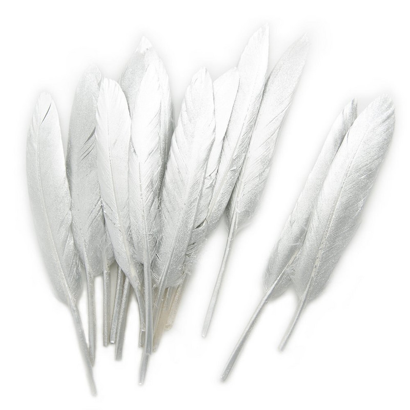 Comerț en-gros cu sclipici Aur Argintiu Pene de gâscă/rață scufundate pentru meșteșuguri Accesorii de bijuterii Îmbrăcăminte DIY Decorare nuntă Pene