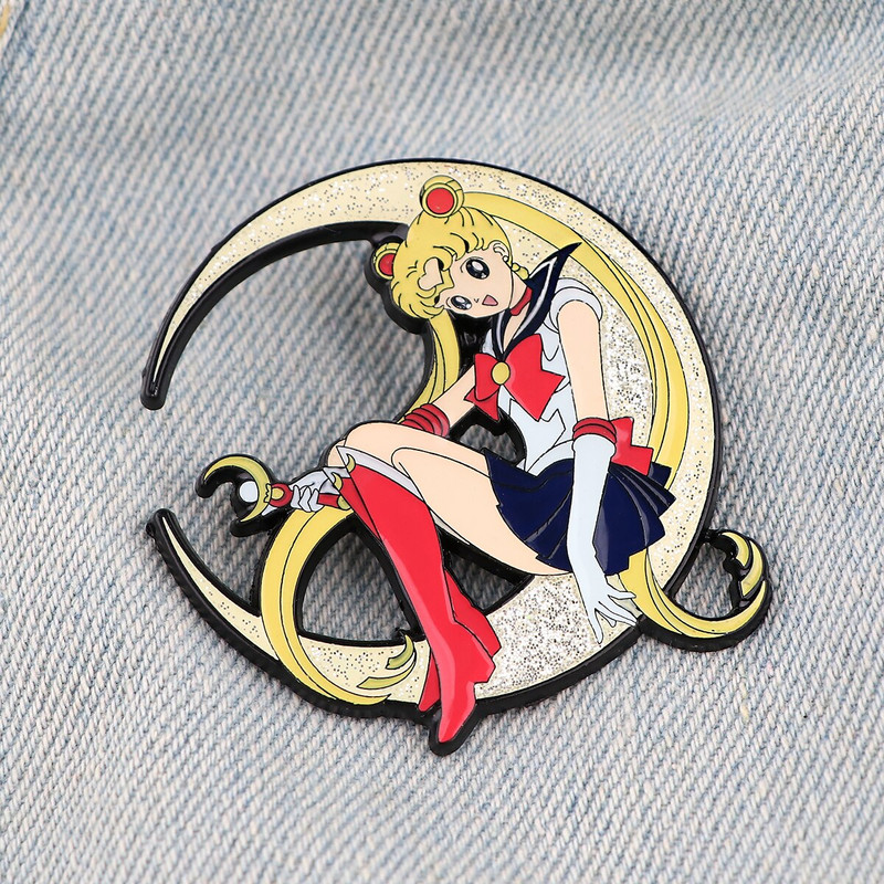 AD1957 Kawaii Girl Drăguț Amuzant Creativ Animație Metal Desene Animat Email Broșă Ace insignă Ace de revere Metal Bijuterii de modă