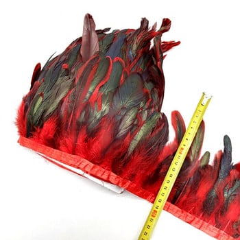 1μέτρο Φυσικό φτερό ουράς κόκορα κοτόπουλου Διακοσμητικές κορδέλες κρόσια για αξεσουάρ ραπτικής DIY Plumes Dream Catcher Decor 13-18cm