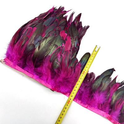 Panglici cu franjuri de pene de coadă de cocoș de pui de 1 metri, pentru accesorii de cusut, decorațiuni de prindere de vise, 13-18 cm.