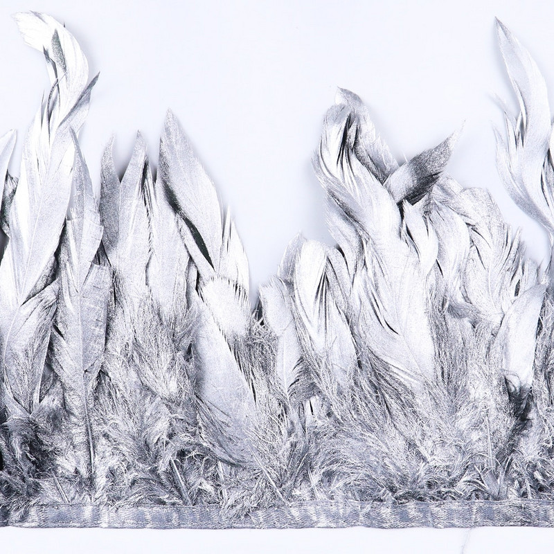 Garnitură elegantă din pene de cocoș auriu de 1 m, 15-20 cm, pene naturale pentru bricolaj, nuntă, rochie/fustă, accesorii pentru cusut, panglică