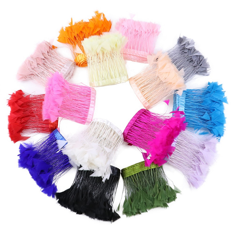 2 metri piele roz de curcan pene tăiate franjuri DIY haine de nuntă Decorare rochie de carnaval Accesorii de cusut Pene Artizanat