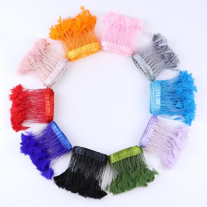 2 metri piele roz de curcan pene tăiate franjuri DIY haine de nuntă Decorare rochie de carnaval Accesorii de cusut Pene Artizanat