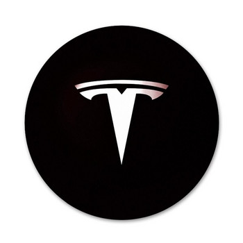58 мм супер електрическа кола Tesla car logo Икони Щифтове Декорация на значки Брошки Метални значки за дрехи Декорация на раница