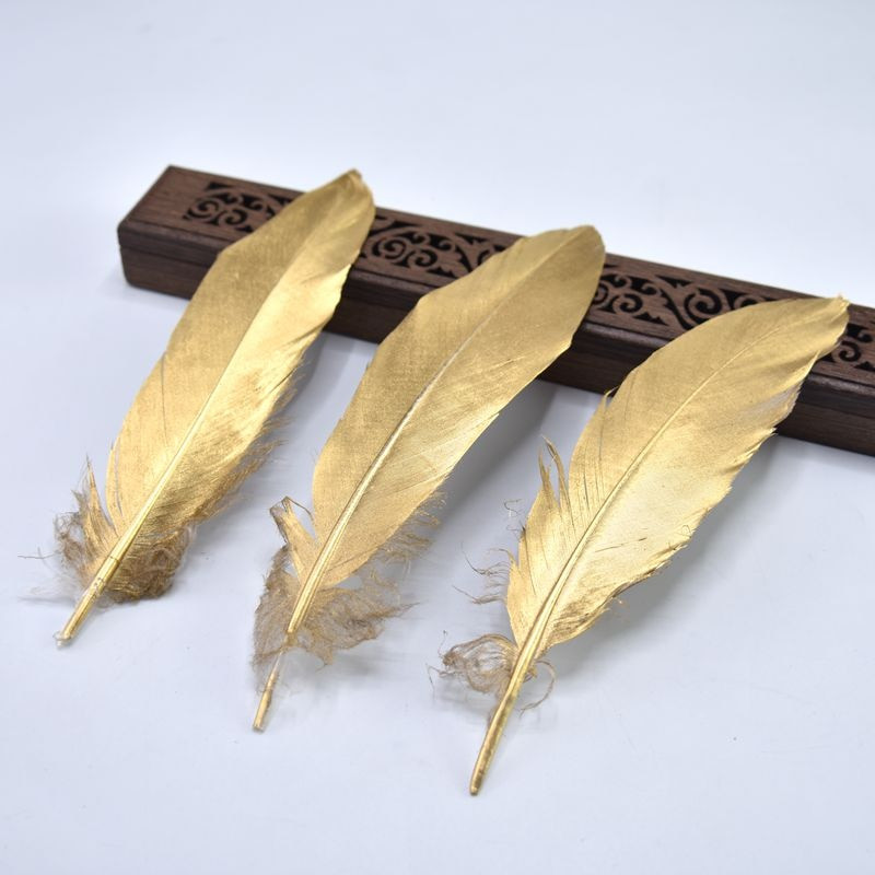 10 buc/lot pene de gâscă de aur de înaltă calitate pentru meșteșuguri Plume Home DIY 15-20cm pene vopsite pentru petrecere bijuterii decorare nuntă