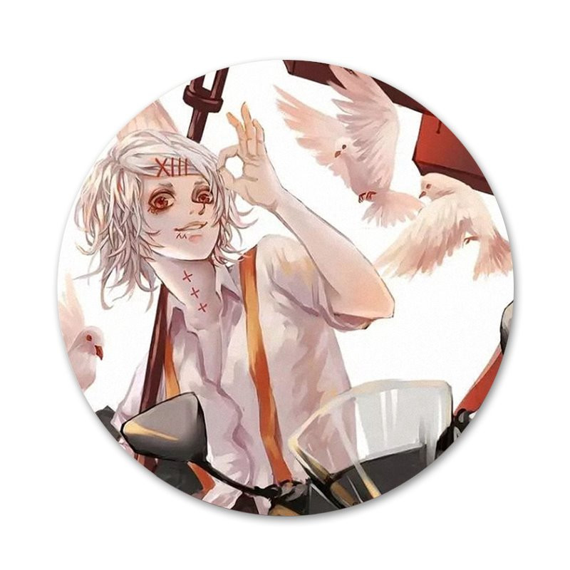 58 χιλιοστά Ιαπωνικά Anime Juzo Suzuya Tokyo Ghouls Icons Καρφίτσες Διακόσμηση σημάτων Καρφίτσες Μεταλλικές κονκάρδες για διακόσμηση σακιδίων πλάτης