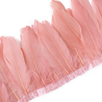 1 метър украса с розови гъши пера 15-20 см за украса на сватбена рокля Шиене на занаяти Материал на лампа с перо панделка на едро