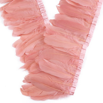 1 метър украса с розови гъши пера 15-20 см за украса на сватбена рокля Шиене на занаяти Материал на лампа с перо панделка на едро