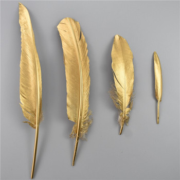 10 τεμ/Παρτίδα Χρυσό Ασημένιο Φτερό Χήνας Πλούμα γαλοπούλας πάπιας για χειροτεχνία Αποκριάτικο ντεκόρ χρυσό φτερό διακόσμησης γάμου για μαστορέματα