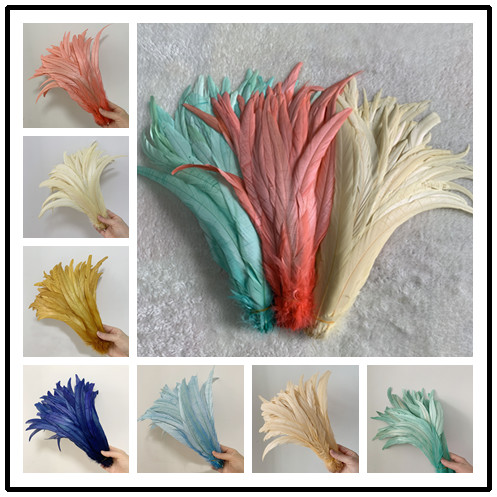 25-45CM Pene Coadă Cocoș 100 buc Pene Cocoș Natural Verde Mentă Maro Bej Îmbrăcăminte DIY Accesorii Bijuterii Performanță Scenică