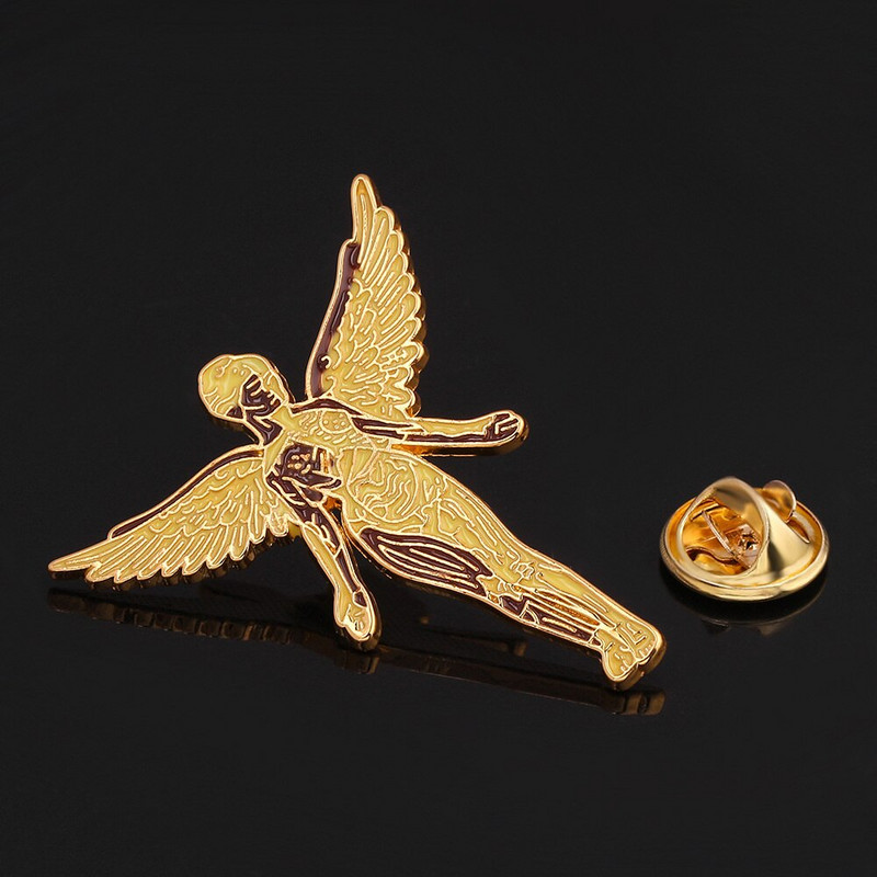 Vjeruj u svetog anđela broš pozlaćena legura zlata nakit metalni emajl broš modno odijelo za darivanje žena