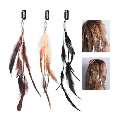 Χειροποίητα Boho Hippie Extensions Hair with Feather Clip Comb Headdress DIY αξεσουάρ για γυναίκες Δώρα για την ημέρα του Αγίου Βαλεντίνου