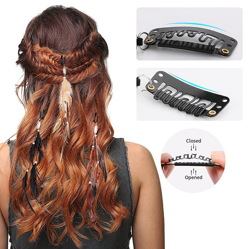 Ručne vyrobené boho hippie predlžovanie vlasov s pierkovou sponou, hrebeňom, čelenka, DIY doplnky pre ženy, darčeky na Valentína