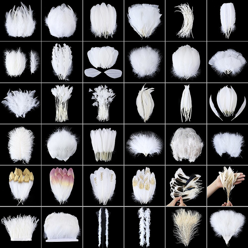 10-50 KOM Prirodno bijelo perje Rukotvorine DIY Izrada nakita Pokrivalo za glavu Noj Puretina Paunovo perje Vjenčanje Dekoracija doma