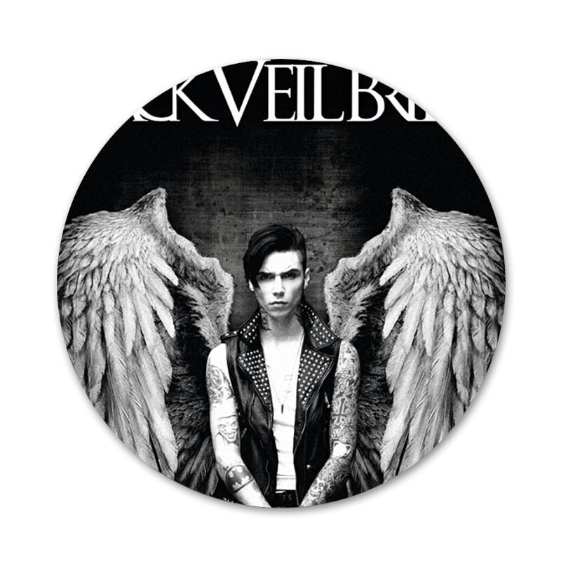 Andy Biersack šydu Brides bvb Piktogramos Smeigtukai Ženkliuko apdaila Sagės Metaliniai Ženkliukai Drabužiams Kuprinės puošimas 58mm