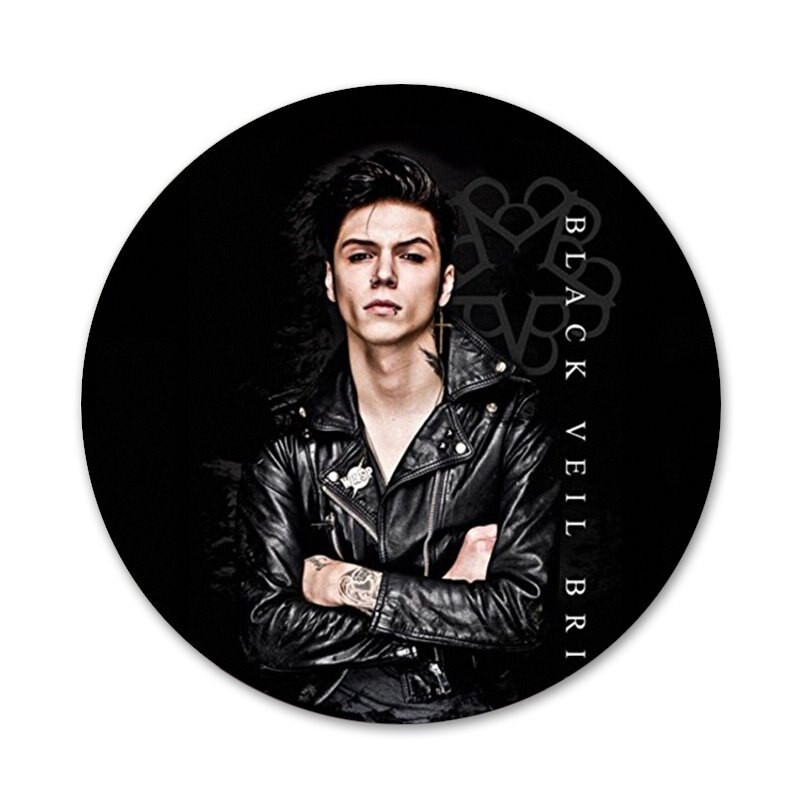 Andy Biersack šydu Brides bvb Piktogramos Smeigtukai Ženkliuko apdaila Sagės Metaliniai Ženkliukai Drabužiams Kuprinės puošimas 58mm