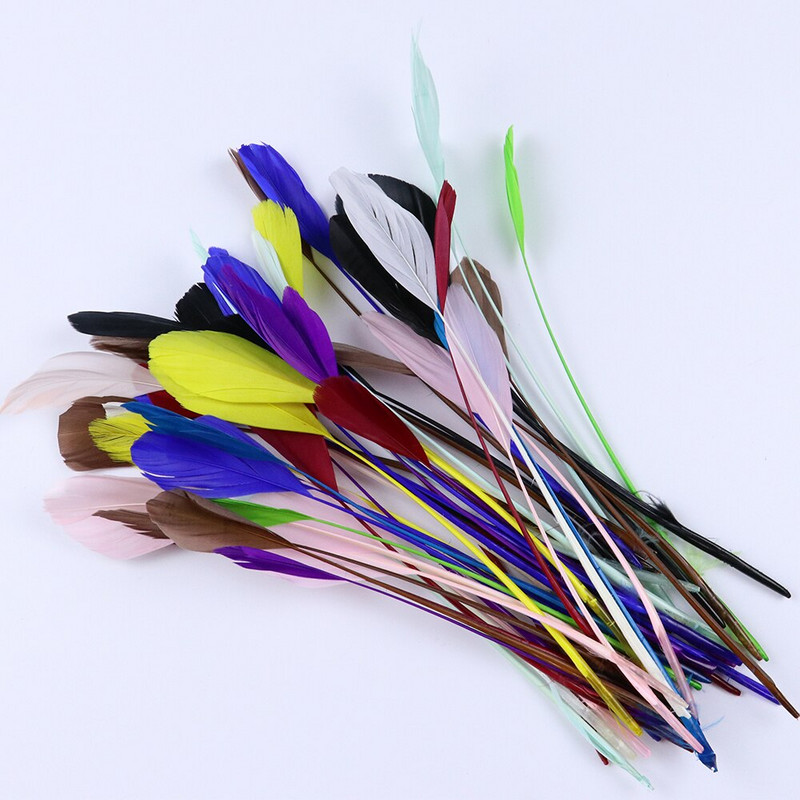 Боядисана кожа, розово гъше перо, бижута, обеци, украса с пера 15-20 см/6-8 инча, красиви лебедови пера за занаяти, 50 бр./пакет