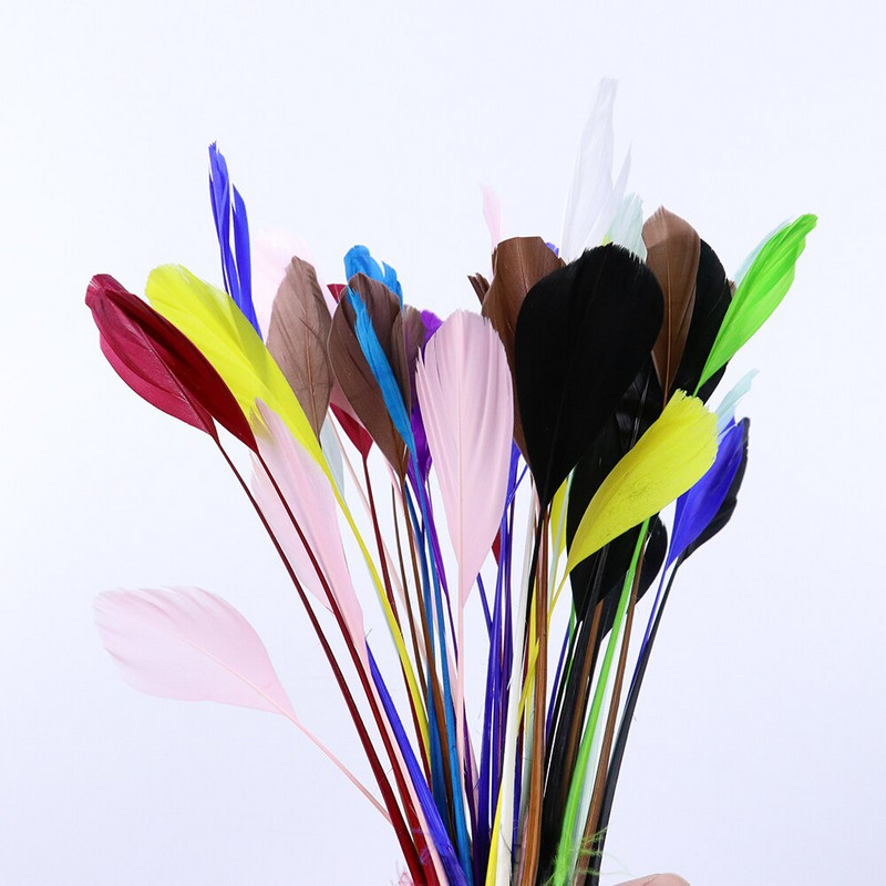 Боядисана кожа, розово гъше перо, бижута, обеци, украса с пера 15-20 см/6-8 инча, красиви лебедови пера за занаяти, 50 бр./пакет