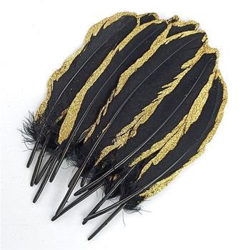 20 τμχ Μαύρο χρυσό φτερό χήνας Αξεσουάρ χειροτεχνίας Duck Plumas Δημιουργία κοσμημάτων DIY Στολισμός γάμου Κεντρικά κομμάτια